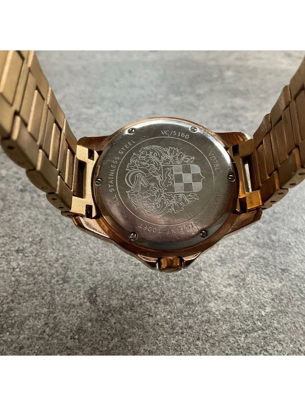 Vince Camuto Rose Gold Tone Womens Watch VC5160 Crystal Accent Bezel 38mm A18